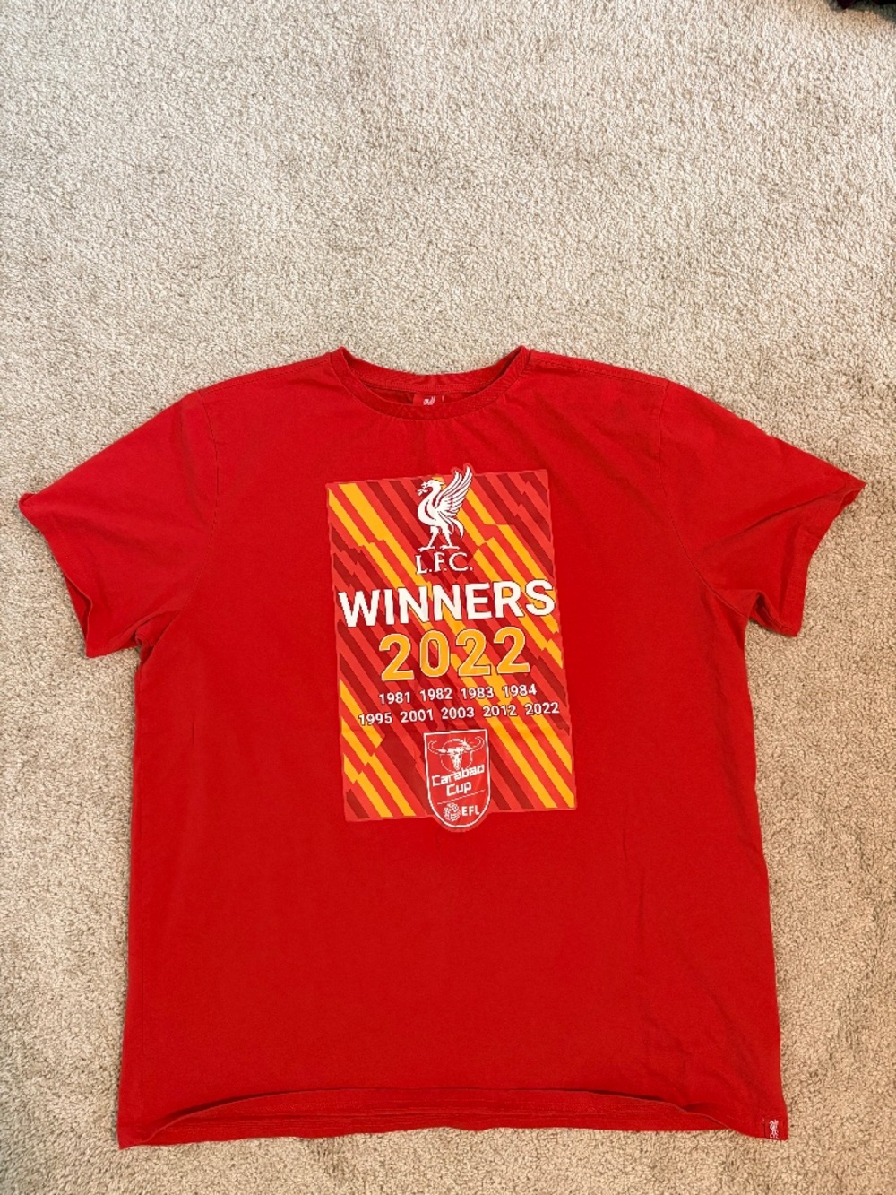 Unisex Liverpool FC Carabao Cup Winners 2022 Tee - XL